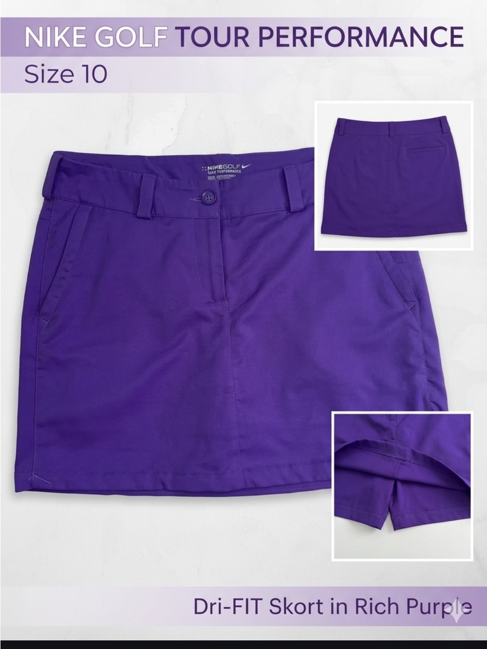 Nike Golf Tour Performance Purple Dri-FIT Athletic Skort - Size 10 - Picture 2 of 15